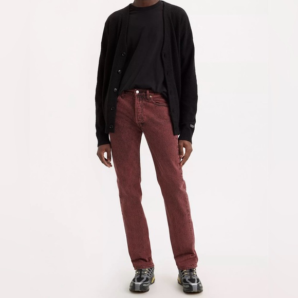 Levi’s 501 Button Fly Red Burgundy Maroon Jeans